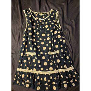 Retro Boutique Dress Girls Size 6 Sleeveless Navy Polka Dot sundress Summer